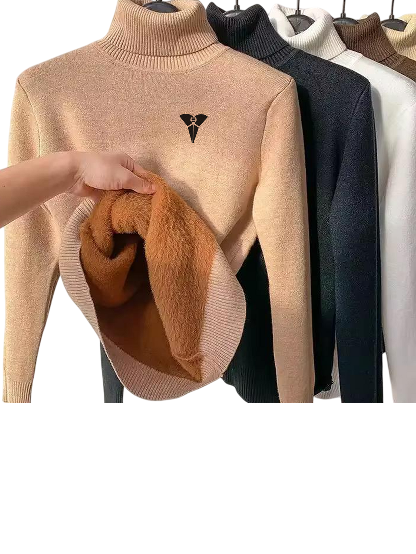 Turtleneck Sweater with Fleece Interior